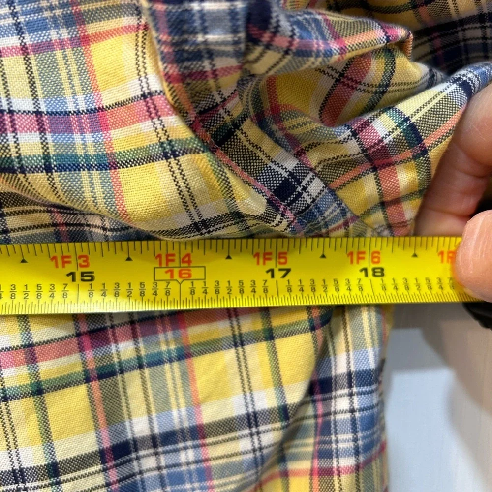 Ralph Lauren Button Front Shirt Youth Sz 14 Yellow Plaid Boys Long Sleeve Preppy